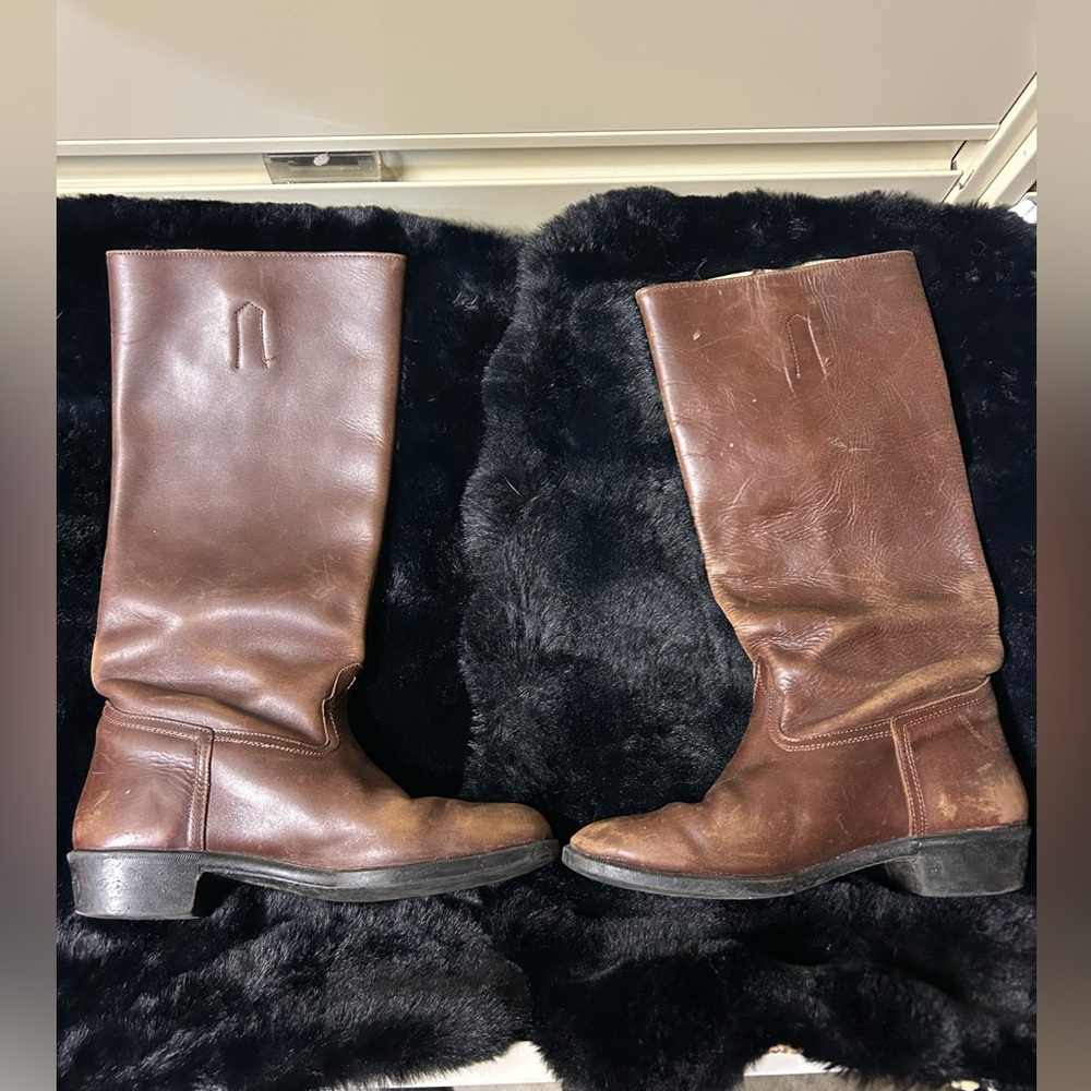 Brown Leather Knee-High Boots